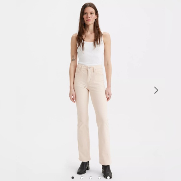 Levi’s 725 High Rise Bootcut Corduroy Pants Ivory Cream - Picture 4 of 5